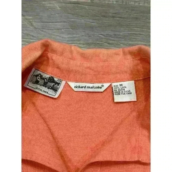 Richard Malcolm Irish Short Sleeve Button Up Shirt Sz M Pearl Button 100% Linen - Picture 7 of 13